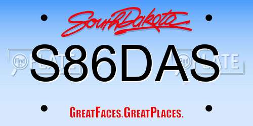 S86DAS South Dakota License Plate