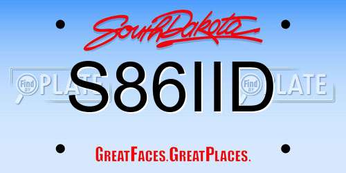 S86IID South Dakota License Plate