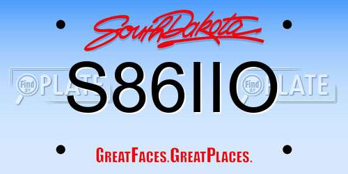 S86IIO South Dakota License Plate