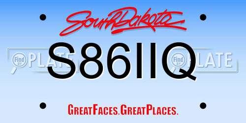 S86IIQ South Dakota License Plate