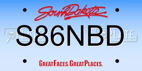 S86NBD South Dakota License Plate