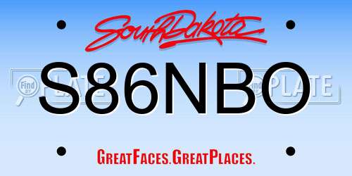S86NBO South Dakota License Plate