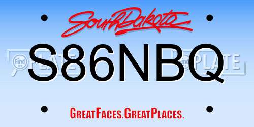 S86NBQ South Dakota License Plate