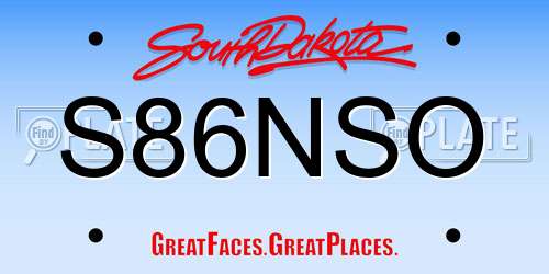 S86NSO South Dakota License Plate