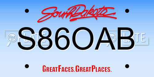 S86OAB South Dakota License Plate