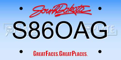 S86OAG South Dakota License Plate