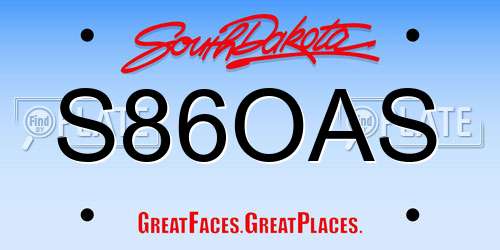 S86OAS South Dakota License Plate