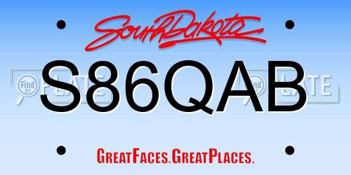 S86QAB South Dakota License Plate