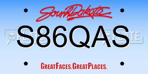 S86QAS South Dakota License Plate