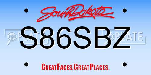 S86SBZ South Dakota License Plate