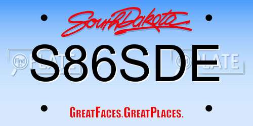 S86SDE South Dakota License Plate