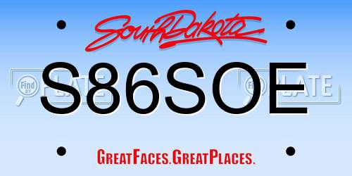 S86SOE South Dakota License Plate