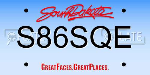 S86SQE South Dakota License Plate