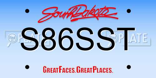 S86SST South Dakota License Plate