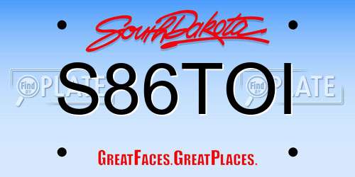 S86TOI South Dakota License Plate