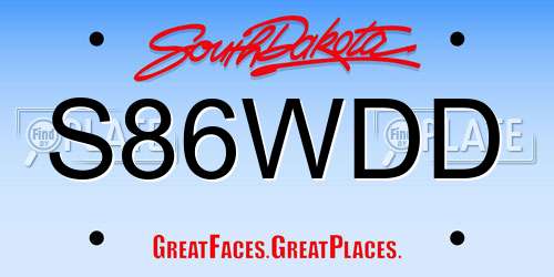 S86WDD South Dakota License Plate