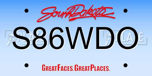 S86WDO South Dakota License Plate