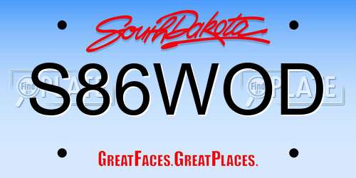 S86WOD South Dakota License Plate