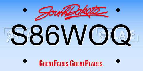 S86WOQ South Dakota License Plate