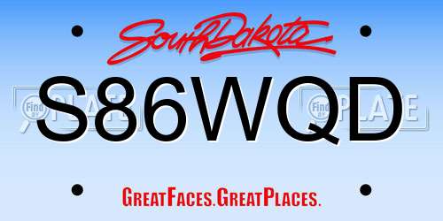 S86WQD South Dakota License Plate