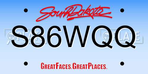 S86WQQ South Dakota License Plate