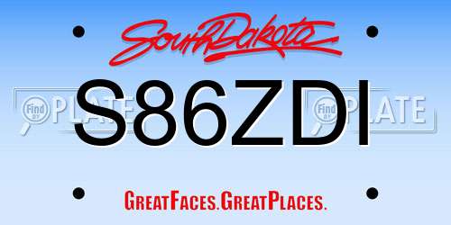 S86ZDI South Dakota License Plate