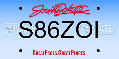 S86ZOI South Dakota License Plate