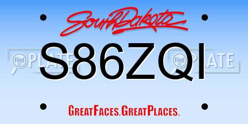 S86ZQI South Dakota License Plate