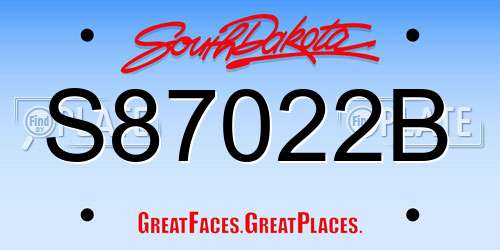 S87022B South Dakota License Plate