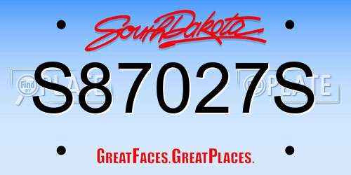 S87027S South Dakota License Plate