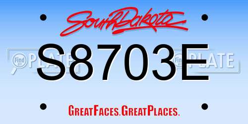S8703E South Dakota License Plate