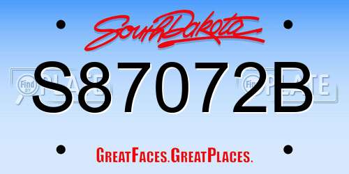 S87072B South Dakota License Plate