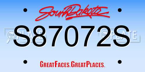 S87072S South Dakota License Plate
