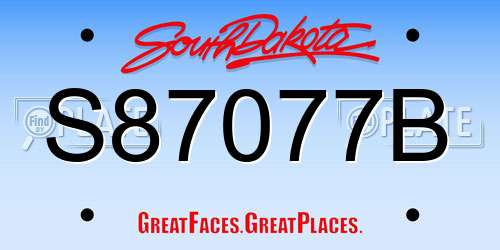 S87077B South Dakota License Plate