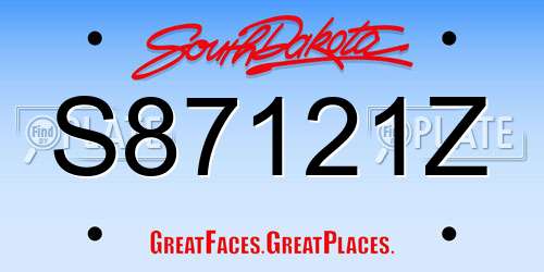 S87121Z South Dakota License Plate
