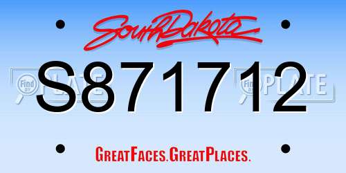 S871712 South Dakota License Plate