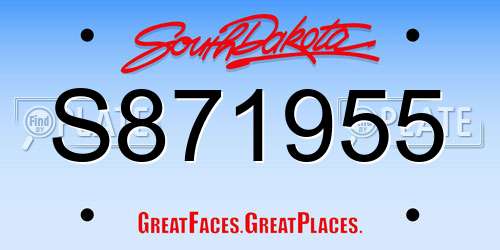 S871955 South Dakota License Plate