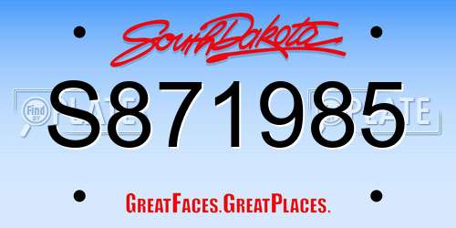 S871985 South Dakota License Plate
