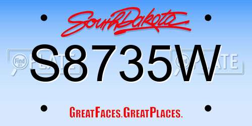 S8735W South Dakota License Plate