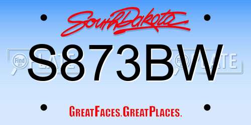 S873BW South Dakota License Plate