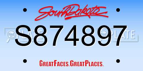 S874897 South Dakota License Plate