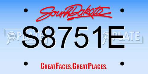 S8751E South Dakota License Plate
