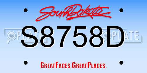 S8758D South Dakota License Plate
