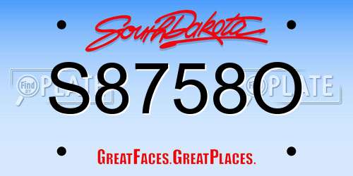 S8758O South Dakota License Plate