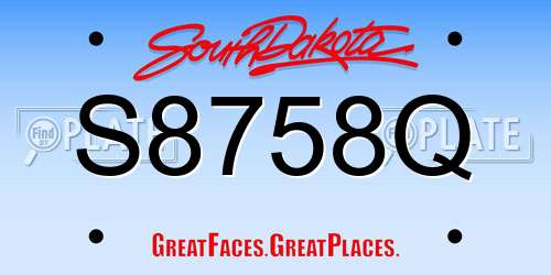 S8758Q South Dakota License Plate