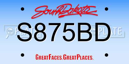 S875BD South Dakota License Plate