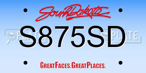 S875SD South Dakota License Plate