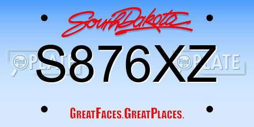 S876XZ South Dakota License Plate