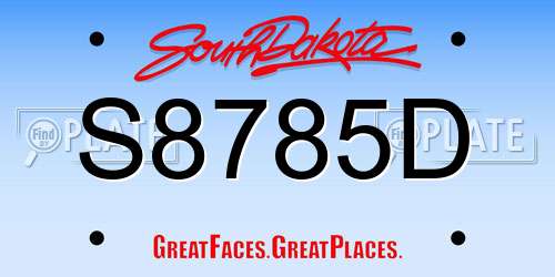 S8785D South Dakota License Plate