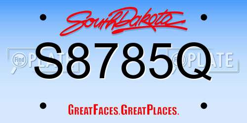 S8785Q South Dakota License Plate